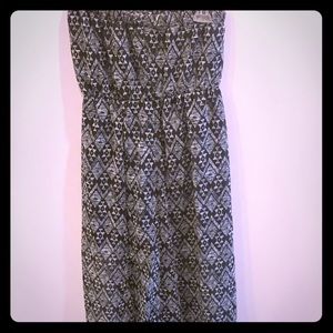 Long strapless summer patterned dress